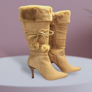 Glaze Best-6 Camel Calf Side Zip-Up Boots